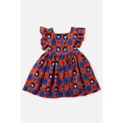 Briton Court Royal and Orange Kids Maya Tie with Pockets Dress